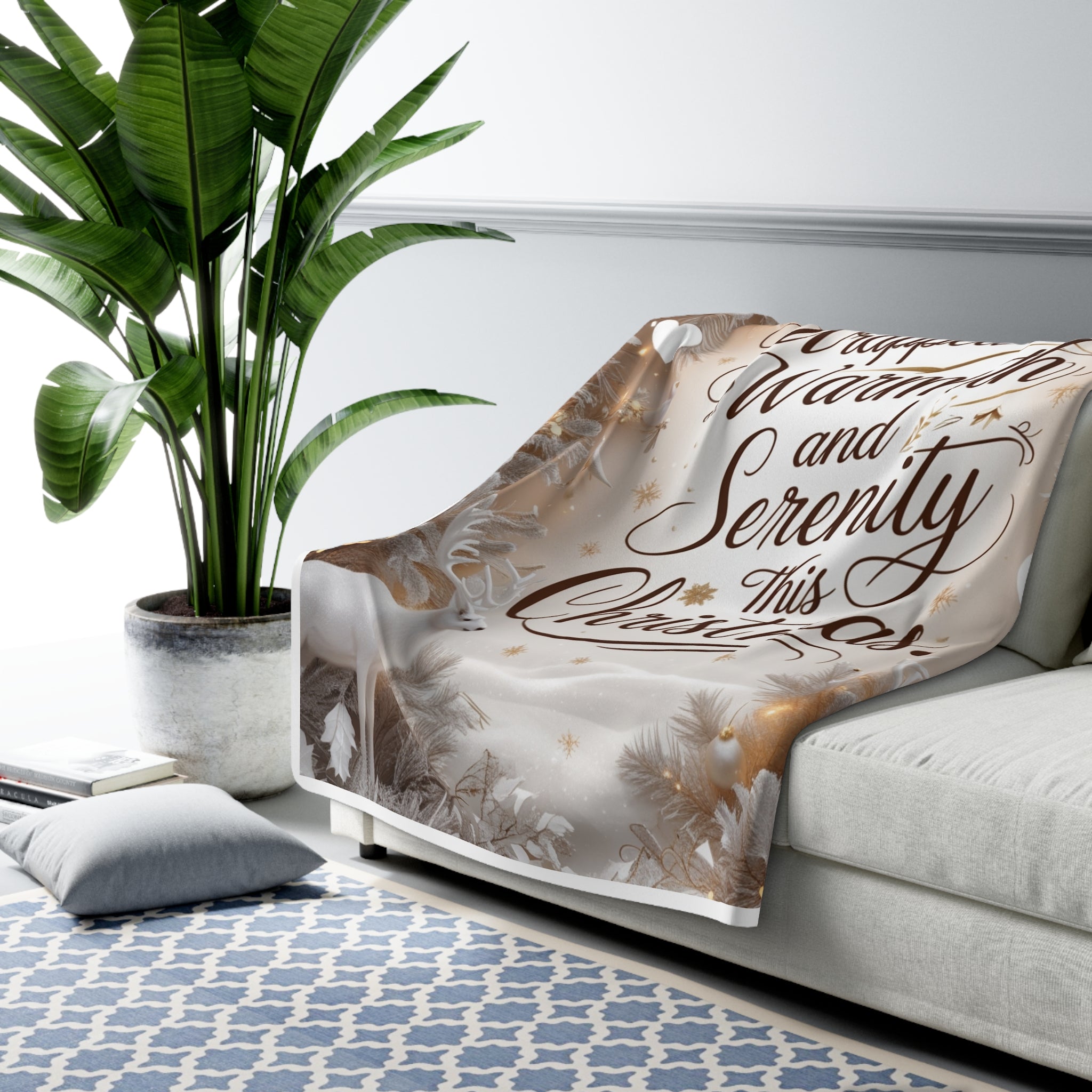 Cozy Holiday Sherpa Fleece Blanket, Wrapped in Warmth and Serenity this Christmas