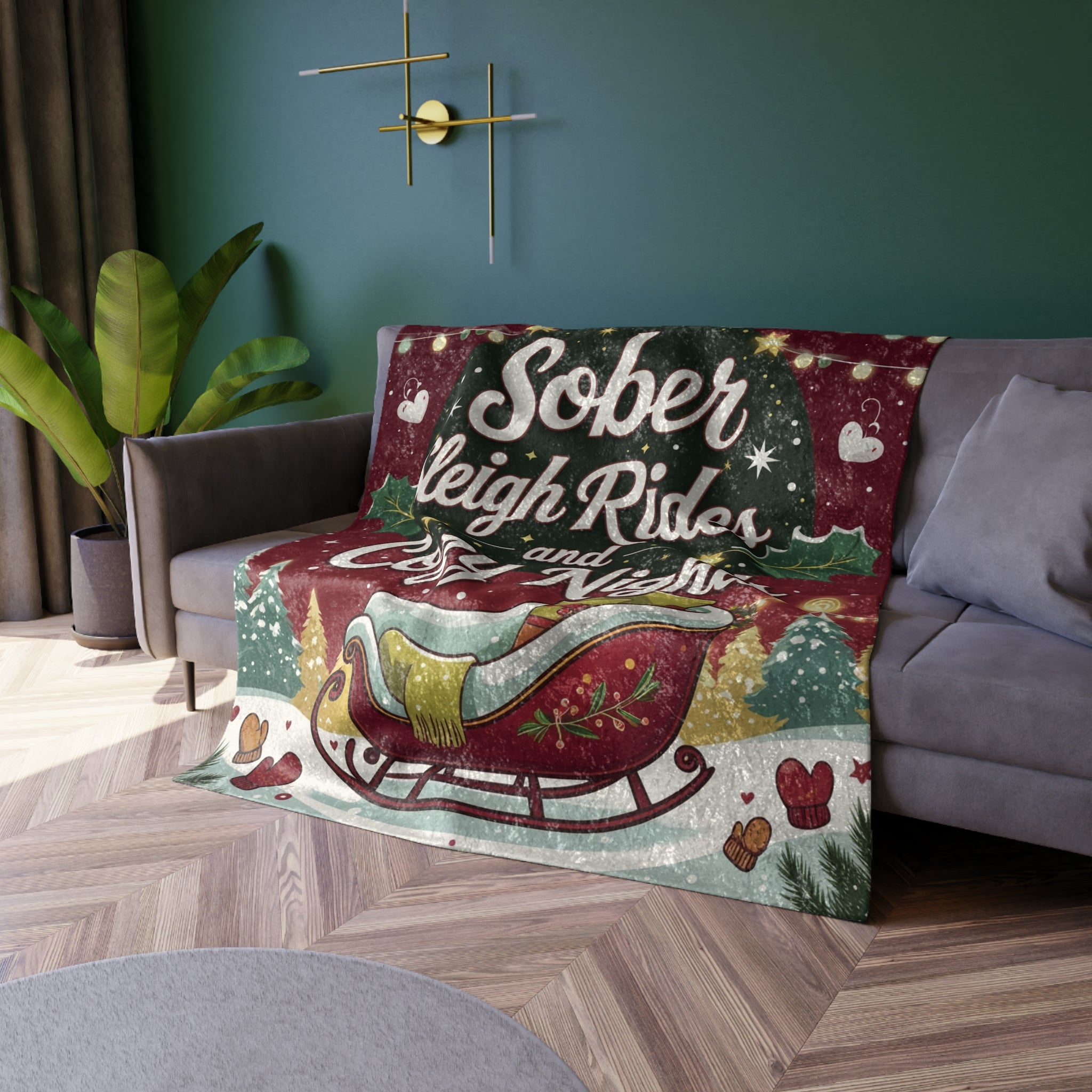 Fun Cozy Christmas Velvet Blanket – Sober Sleigh Rides and Cozy Nights
