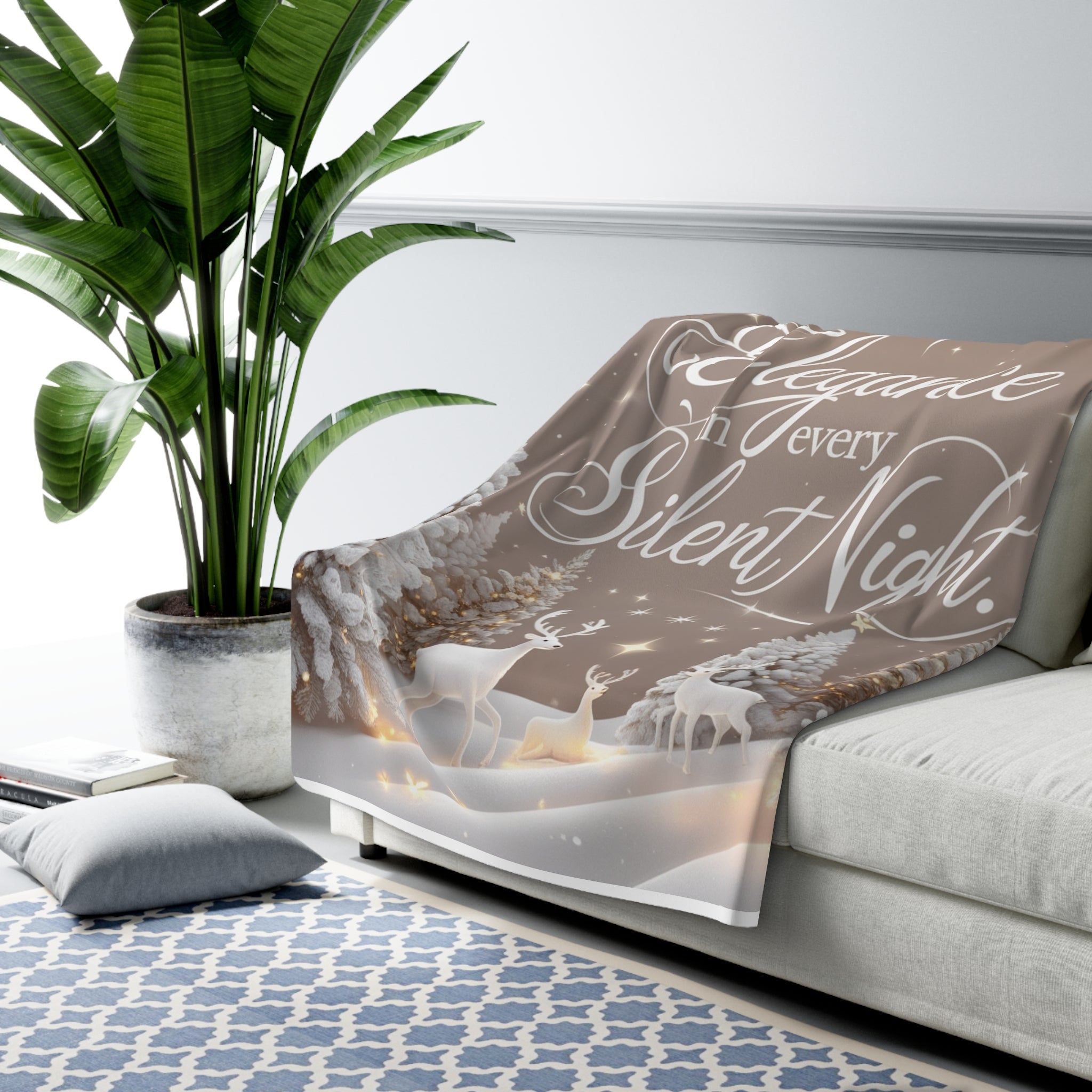 Cozy Holiday Sherpa Fleece Blanket, Elegance in Every Silent Night