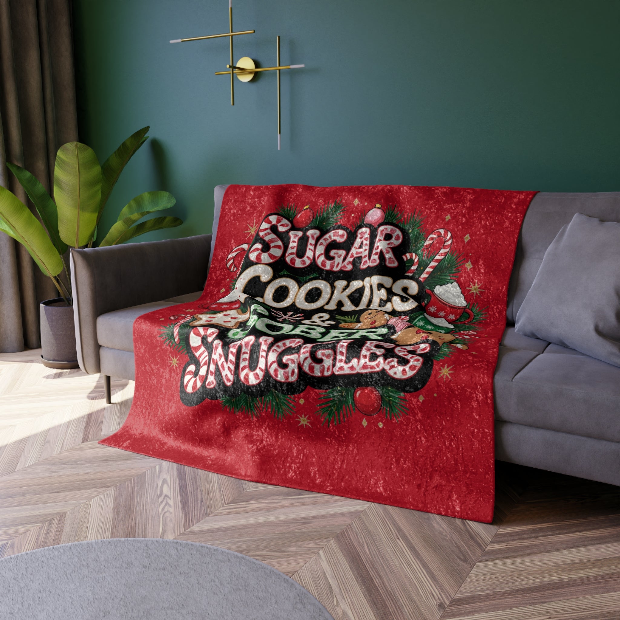 Fun Cozy Christmas Velvet Blanket – Sugar Cookies & Sober Snuggles